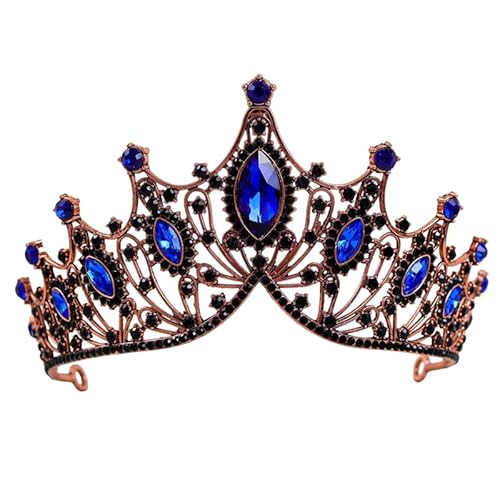 Dninmim Damen Vintage Strass Kronen Hochzeit Haarschmuck Prinzessin Tiaras Party Schmuck Blau von Dninmim