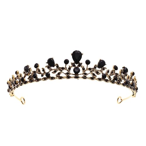 Dninmim Damen Vintage Strass Tiaras Kronen Mädchen Braut Hochzeit Haarschmuck Zubehör Schwarz von Dninmim
