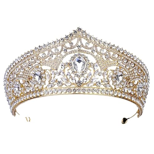 Dninmim Goldfarbene Diademe und Kronen für Damen, Brautschmuck, Haarschmuck, Strass, Brautschmuck, 10 Diademe von Dninmim