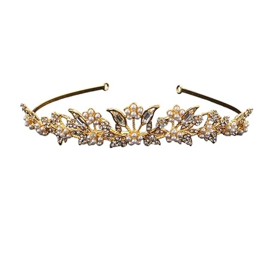 Dninmim Goldfarbene Diademe und Kronen für Damen, Brautschmuck, Haarschmuck, Strass, Brautschmuck, 2 Diademe von Dninmim