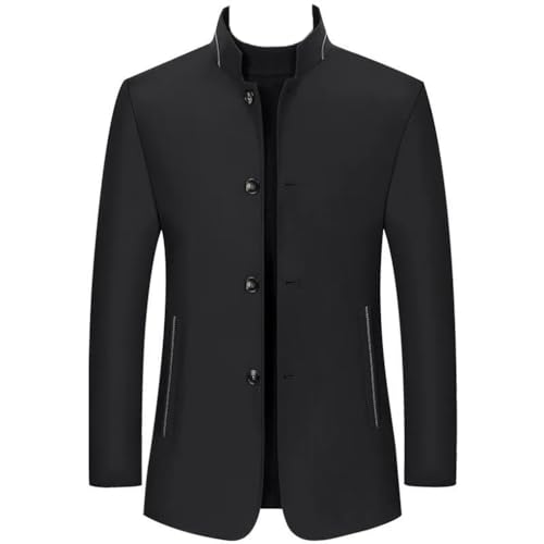 Dninmim Herren-Jacke mit Stehkragen, für Frühling und Herbst, Business, Freizeit, Arbeit, Oberbekleidung, Schwarz , XXL von Dninmim