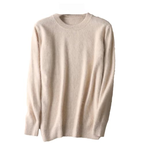 Dninmim Herren Kaschmir Pullover O-Neck Pullover Strickpullover Winter Langarm Pullover, beige, X-Large von Dninmim