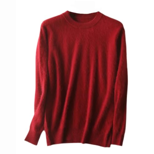 Dninmim Herren Kaschmir Pullover O-Neck Pullover Strickpullover Winter Langarm Pullover, burgunderfarben, XXXL von Dninmim