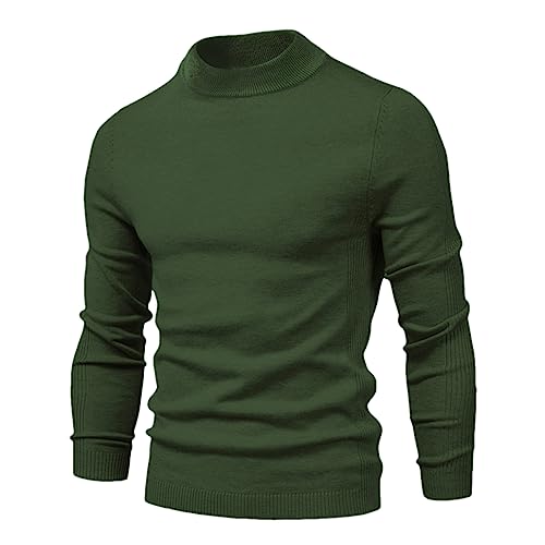 Dninmim Herren-Pullover Mit Mittlerem Halsausschnitt, Lässig, Einfarbig, Warm, Herrenpullover, Pullover Für Herren Army EN8 Size M 55-65kg von Dninmim