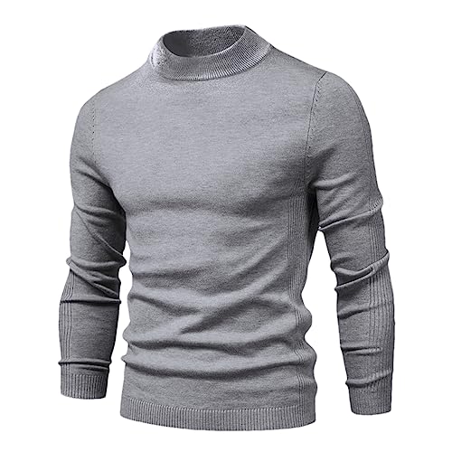 Dninmim Herren-Pullover Mit Mittlerem Halsausschnitt, Lässig, Einfarbig, Warm, Herrenpullover, Pullover Für Herren Light gray9 Size M 55-65kg von Dninmim