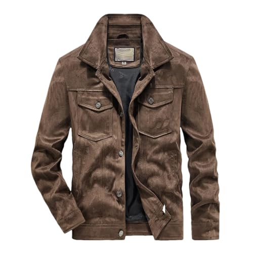 Dninmim Herren Retro Wildleder Mantel Lange Ärmel Casual Slim Fit Cargo Jacke Jugend All-Match Outdoor Sport Outerwea, coffee, L von Dninmim