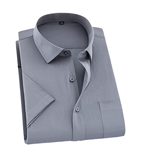 Dninmim Herren Weiß Kurzarm Kleid Hemd Sommer Standard Fit Bequem Business Kleid Hemd, D575, L von Dninmim