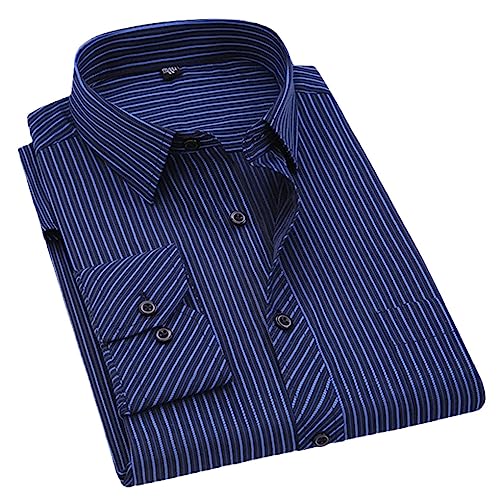 Dninmim Herrenhemden, Slim-Fit-Business-Langarmhemden, Klassische Streifen-Casual-Social-Tops 2106 Asian M Label 39 von Dninmim