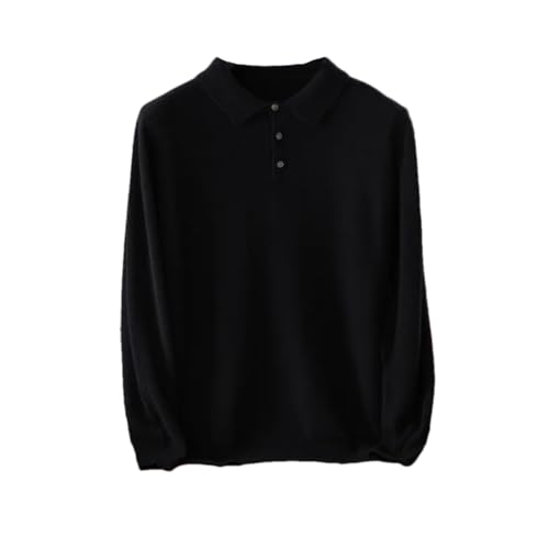 Herren Langarm Kaschmir Pullover Solid Polo Neck Slim Fit Warm Wolle Strickpullover, Schwarz , XXL von Dninmim
