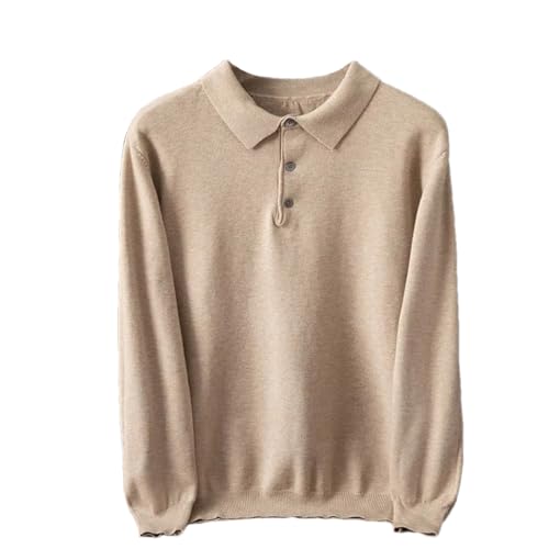 Herren Langarm Kaschmir Pullover Solid Polo Neck Slim Fit Warm Wolle Strickpullover, beige, XXL von Dninmim