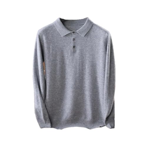 Herren Langarm Kaschmir Pullover Solid Polo Neck Slim Fit Warm Wolle Strickpullover, grau, L von Dninmim