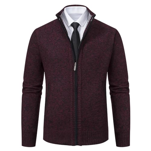 Herren Slim Fit Strickpullover Cardigan Herbst Winter Warm Fleece Dicke Pullover Mantel, 6601 Weinrot, Medium Herren Slim Fit Strickpullover Cardigan Herbst Winter Warm Fleece Dicke Pullover Mantel, 6601 Weinrot, Medium von Dninmim