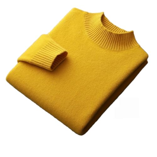 Herren Wollpullover Verdickter Pullover Business Strickpullover Kaschmir Pullover Casual Warme Jacke, zitronengelb, Large von Dninmim