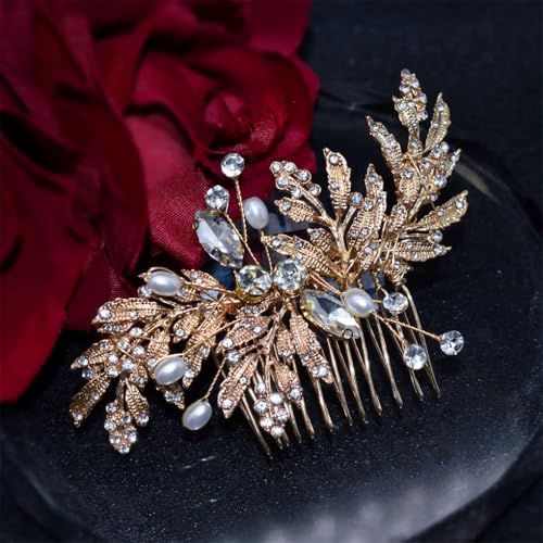 Solider Hochzeitshaarschmuck für Damen, Haarkämme, Brautschmuck, Kopfschmuck, goldfarben Solider Hochzeitshaarschmuck für Damen, Haarkämme, Brautschmuck, Kopfschmuck, goldfarben von Dninmim