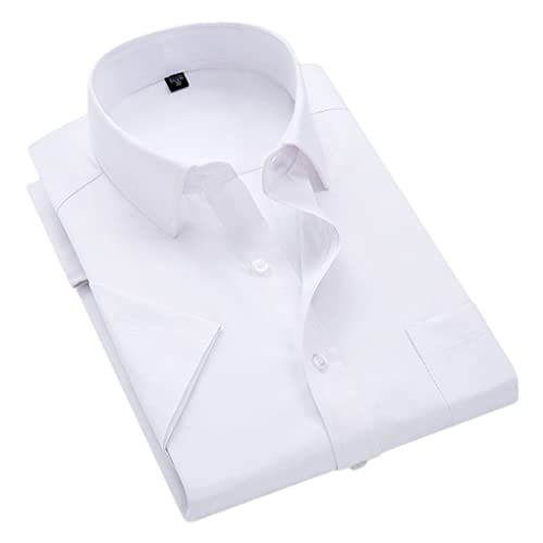 Sommer Mann Kleid Hemd Weiß Knopfleiste Hemd Kurzarm Herren Hemden Kleidung Mann Geknöpfte Bluse, weiß, 3XL von Dninmim