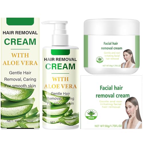 Aloe Vera Hair Removal Cream, Hair Removal Cream with Aloe Vera, Aloes Depilatories for Facial & Body, Aloes Depilatories for Women and Men (B) von Dnyun
