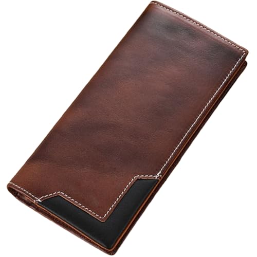 Dnyun Cowhide Vintage Wallet, Cowhide Bifold Wallet, Men's Vintage Long Large Capacity Cowhides Wallets, Fashionable Casual Cowhides Wallets for Men (Coffee) von Dnyun