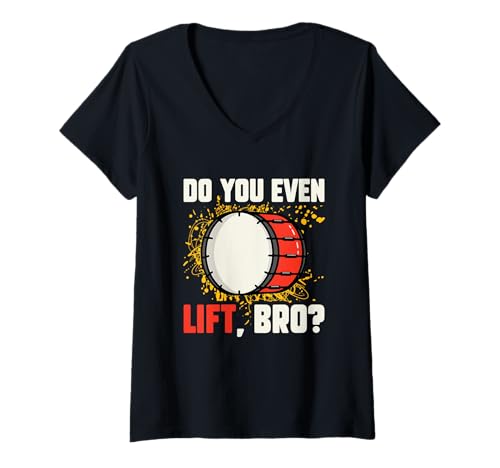Damen Schlagzeug-Liebhaber Schlagzeuger Perkussionist Liftest du überhaupt T-Shirt mit V-Ausschnitt von Do You Even Lift Bro Drummer Drumming Gift