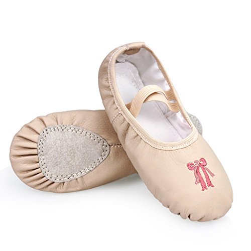 DoGeek Ballettschuhe Gymnastikschuhe Mädchen Tanzschuhe Damen Ballettschläppchen Ballerinas Kinder,Apricotpink,leder34 (Bitte bestellen Sie eine Nummer grösser) von DoGeek