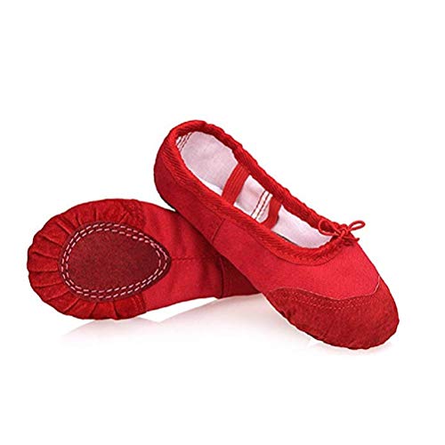 DoGeek Ballettschuhe Gymnastikschuhe Mädchen Tanzschuhe Damen Ballettschläppchen Ballerinas Kinder,Rot,25 (Bitte bestellen Sie eine Nummer grösser) von DoGeek