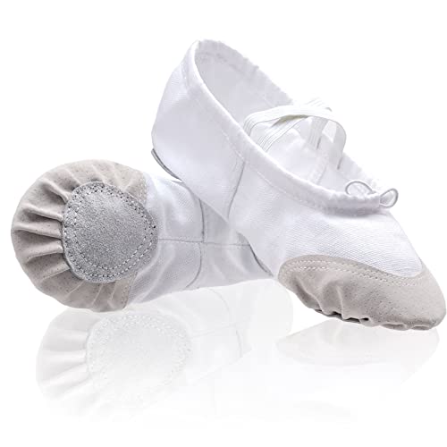 DoGeek Ballettschuhe Gymnastikschuhe Mädchen Tanzschuhe Damen Ballettschläppchen Ballerinas Kinder,Weiß,28 (Bitte bestellen Sie eine Nummer grösser) von DoGeek