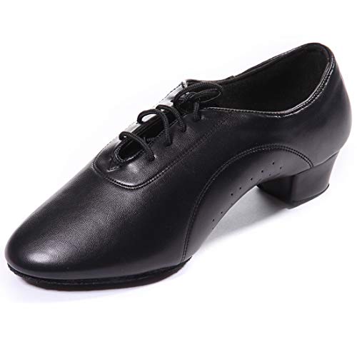 DoGeek Latin Dance Schuhe Herren/Jungen Tanzschuhe Standard Glattleder Ballsaal (Bitte bestellen Sie eine Nummer grösser) Schwarz, 41.5 EU von DoGeek