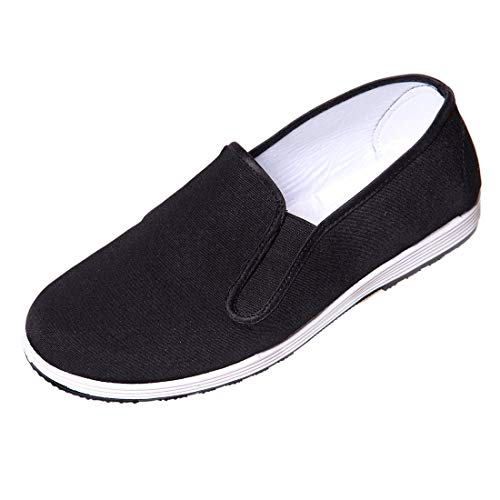 DoGeek Kung Fu Taichi Schuhe Chinesische Traditionelle Peking-Stil Schuhe Slipper für Damen und Herren Schwarz （Wählen Sie 1 Größere Größe） (40 EU, Schwarz) von DoGeek