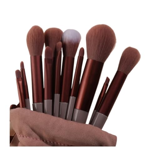 13-teiliges Make-up-Pinsel-Set, Make-up, Concealer-Pinsel, Rouge, Puder, Lidschatten, Highlighter, Foundation-Pinsel, Kosmetik, Beauty-Werkzeuge (Farbe: brauner Samtbeutel) von DoRysk