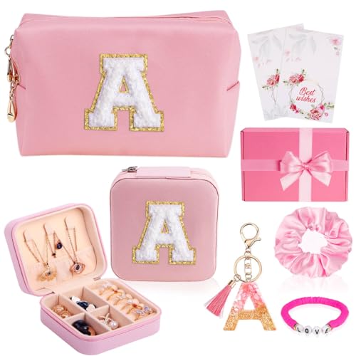 Personalisierte Geschenke für Frauen, Initialengeschenke für Frauen, Make-up-Tasche, Reise-Schmuckschatulle, Alphabet-Schlüsselanhänger, Geburtstagsgeschenke für Ehefrau, Mutter, Oma, Brautjungfern, von DoYoMo