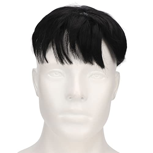 DOACT Herren-Toupet mit Kurzem Haar, Bequeme, Atmungsaktive Haarteile, Schwarze Haarverlängerung, Modische, Hübsche Herren-Haar-Topper-Perücke für das Tägliche Halloween-Cosplay von Doact