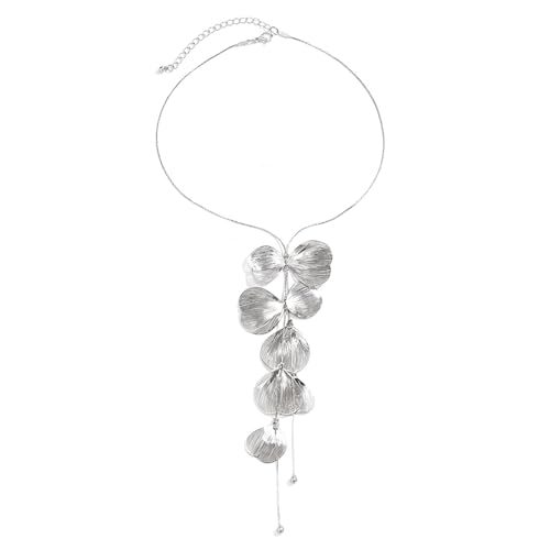 Doact Ginkgo-Blatt-Quasten-Halskette, Blatt-lange Halskette, Kupfer, Gut für Kleidung Passend Zum Abschlussball (Freie Größe) von Doact