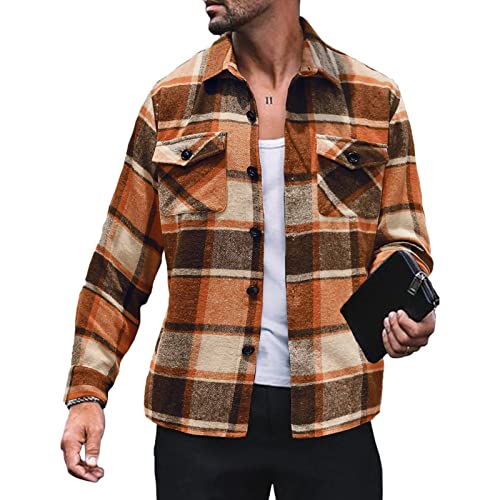 Doact Karierte Jacke, Atmungsaktive Herren-Langarm-Date-Button-Down-Jacke für Büroarbeit (L) von Doact
