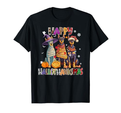Dobermann Dogs Christmas Happy Hallothankmas Xmas Men Women T-Shirt Dobermann Dogs Christmas Happy Hallothankmas Xmas Men Women T-Shirt von Doberman Happy Hallothankmas Christmas Dog
