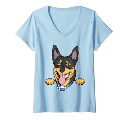 Damen Dobermann Hund Hunderasse Dobermann Hundebesitzer Pinscher T-Shirt mit V-Ausschnitt Damen Dobermann Hund Hunderasse Dobermann Hundebesitzer Pinscher T-Shirt mit V-Ausschnitt von Doberman dog Gift