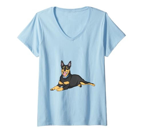 Damen Dobermann Hund Hunderasse Dobermann Hundebesitzer Pinscher T-Shirt mit V-Ausschnitt Damen Dobermann Hund Hunderasse Dobermann Hundebesitzer Pinscher T-Shirt mit V-Ausschnitt von Doberman dog Gift