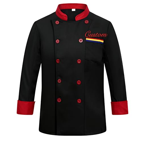 Dobraya Maßgeschneiderte Unisex-Kochmäntel Personalisierte Kochjacke Mit Schürze Lange ärmel Kochuniform Für Herren in Der Küche Set Mit Bestickten Jacken von Dobraya