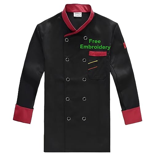 Dobraya Personalisierte Schwarze Bestickte Kochjacke Maßgeschneiderter Kochmantel Für Herren Restaurant-Küchenchef-Uniform, Unisex von Dobraya