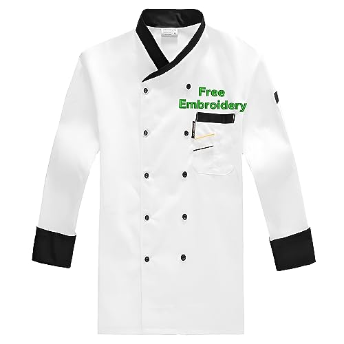 Dobraya Personalisierte Schwarze Bestickte Kochjacke Maßgeschneiderter Kochmantel Für Herren Restaurant-Küchenchef-Uniform, Unisex von Dobraya