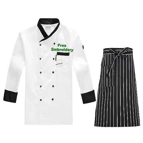 Dobraya Personalisierte Schwarze Bestickte Kochjacke Maßgeschneiderter Kochmantel Für Herren Restaurant-Küchenchef-Uniform, Unisex von Dobraya