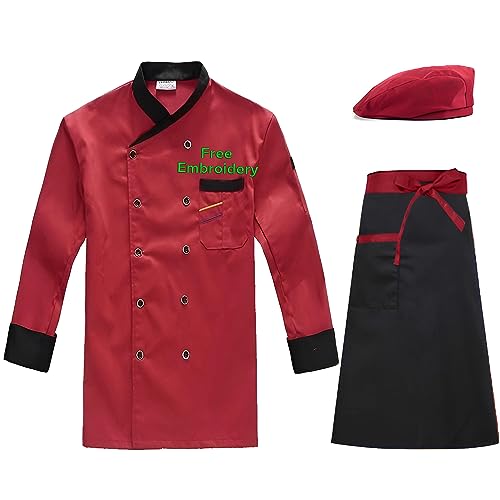 Dobraya Personalisierte Schwarze Bestickte Kochjacke Maßgeschneiderter Kochmantel Für Herren Restaurant-Küchenchef-Uniform, Unisex von Dobraya