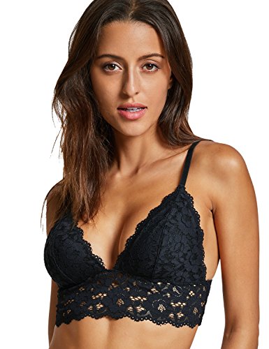 DOBREVA BH Damen Ohne Bügel Spitze Abnehmbare Gepolstert Tiefer Ausschnitt Lace Bra Schwarz XL DOBREVA BH Damen Ohne Bügel Spitze Abnehmbare Gepolstert Tiefer Ausschnitt Lace Bra Schwarz XL von DOBREVA