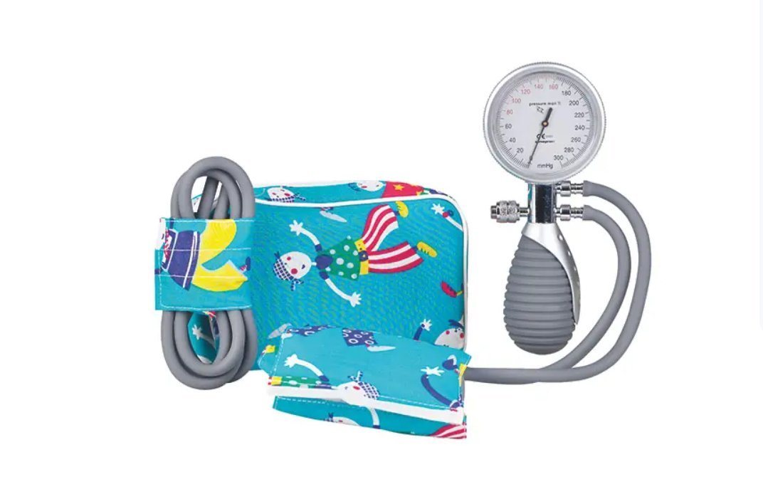 DocMed Blutdruckmessgerät Pressure Man II Kinder Set, Baumwollmanschette Kinder (10x33 cm) und Säuglinge (5,5x18,5 cm), Für Kinder und Säuglinge, Lebensdauer von ca. 50.000 Messungen von DocMed