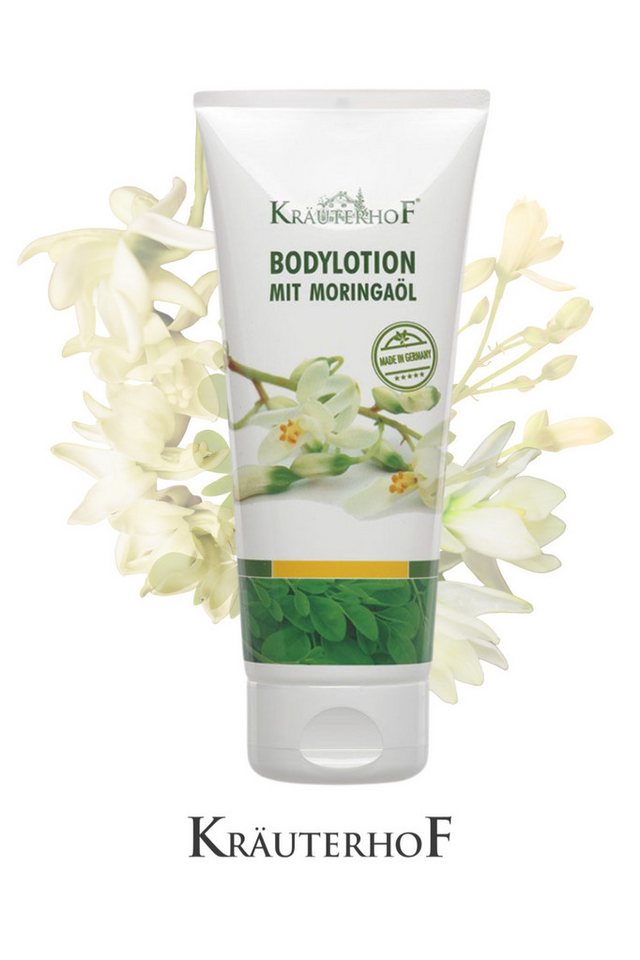 Kräuterhof Bodylotion KräuterhoF Bodylotion mit Moringaöl 200 ml Feuchtigkeitspflegeset, 1-tlg., Schnell einziehende Textur, mit Vitaminen von Kräuterhof