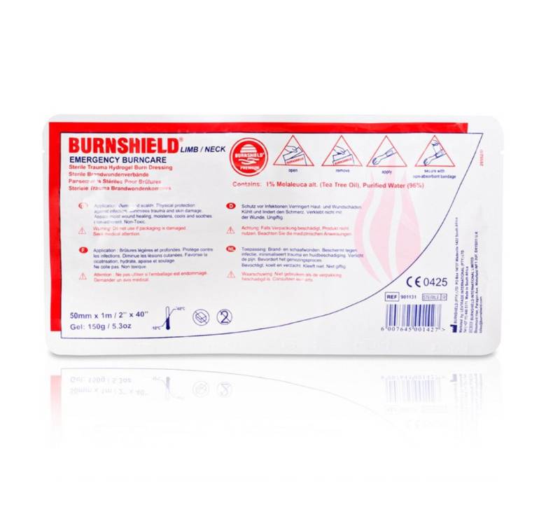 Burnshield Erste-Hilfe-Set Burnshield sterile Kompressen in verschiedene Größen, (Professionelles Set für Brandverletzungen, 1 St), Flexibles Material, Steril verpackt, Antibakterielle Wirkung von Burnshield