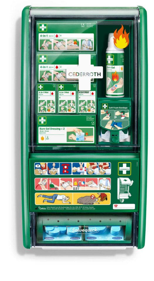 Cederroth Erste-Hilfe-Set Cederroth First Aid Station, (Modulares Erste-Hilfe-Station Komplettset mit Nachfülloption, 1 St), Umfassende Erste-Hilfe-Anleitung von Cederroth