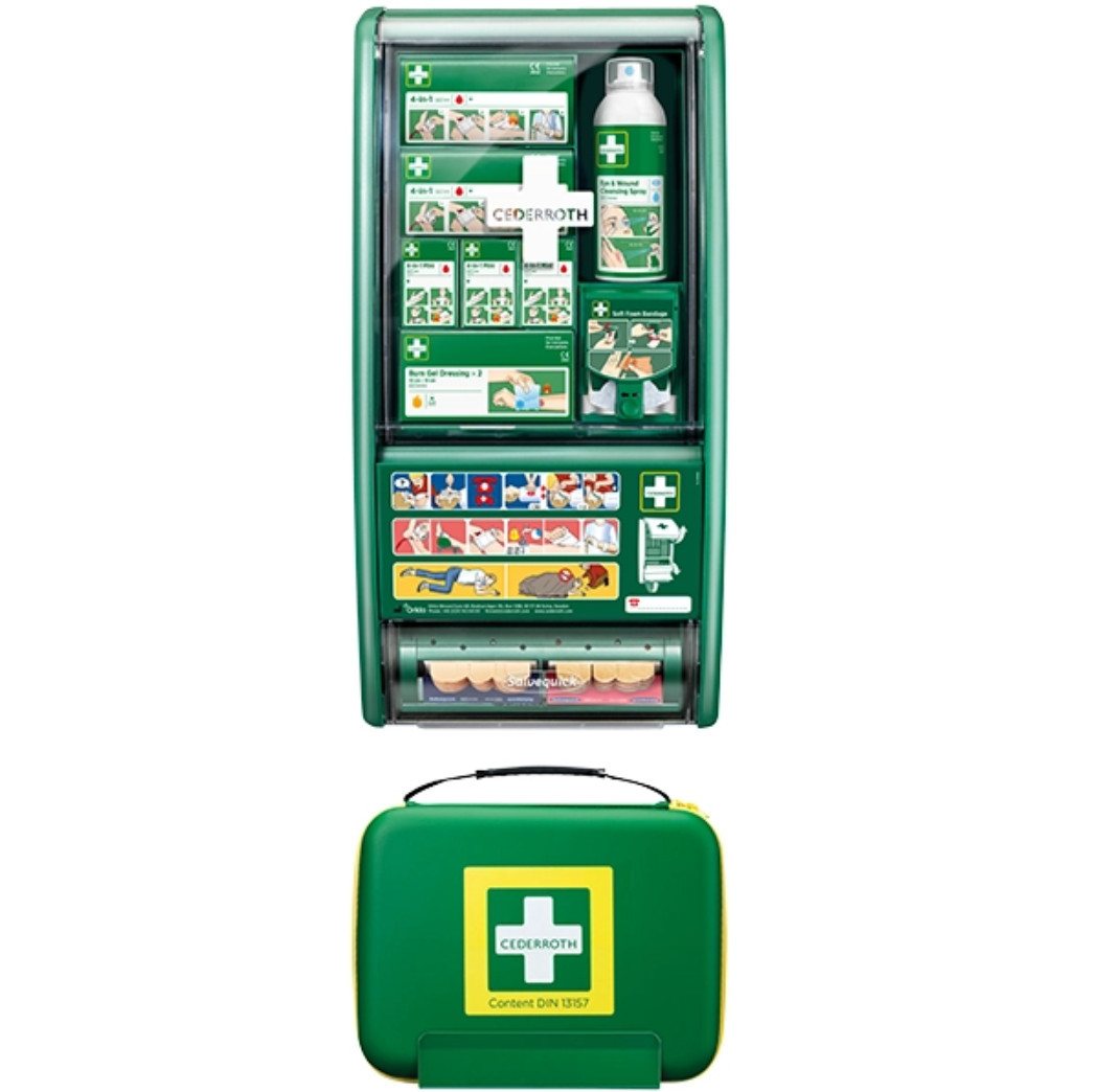 DocMed Erste-Hilfe-Set Cederroth First Aid Station Set DIN 13157, (Notfallset, 1 St), Kompakte Station und Koffer mit einfachem Nachfüllsystem von DocMed