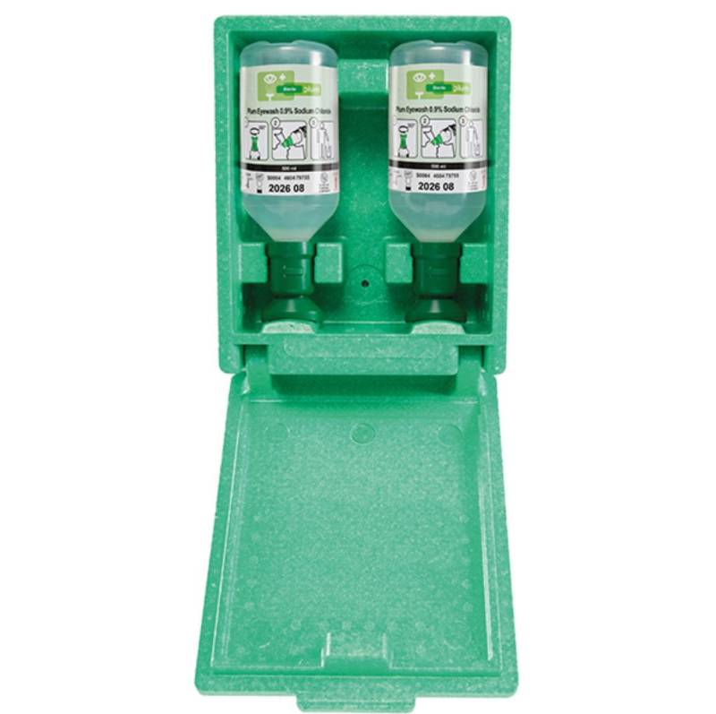 DocMed Erste-Hilfe-Set Plum Augenspülbox, (Erste Hilfe Augenspülung, 1 St), 2 x 500ml, Integrierter Spiegel von DocMed