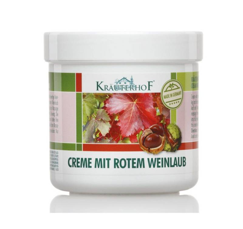 Kräuterhof Fußcreme KräuterhoF Creme mit rotem Weinlaub 250 ml Pflegecreme, Unterstützt die Venengesundheit, 1-tlg., Kühlt, erfrischt und vitalisiert von Kräuterhof