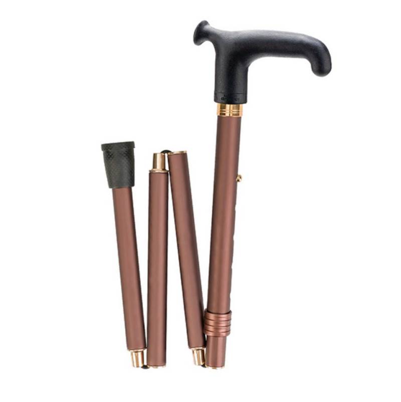 DocMed Gehstock Faltbarer Leichtmetallstock mit Softgriff in schwarz, dreiteilig Stock, 1-tlg., Ideal für Reisen, Höhenverstellbar, Ergonomischer Softgriff von DocMed