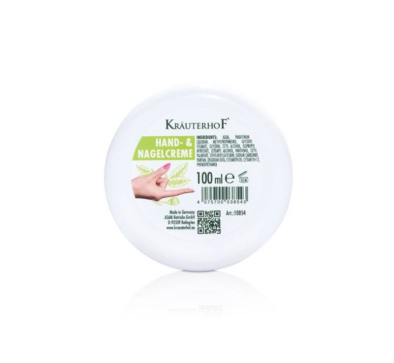 Kräuterhof Handcreme KräuterhoF Hand- und Nagelcreme 100 ml Handcreme mit Vitaminpflege, 1-tlg., Angenehme Textur, für die tägliche Anwendung von Kräuterhof